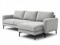 Grey fabric sectional sofa with tufted cushions and metal legs 200 x 90 x 80cm