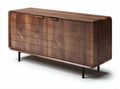Walnut wood sideboard with two doors and metal legs 150 x 50 x 75cm