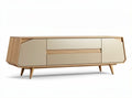 Modern wood sideboard with cream finish and tapered legs 150 x 45 x 50cm