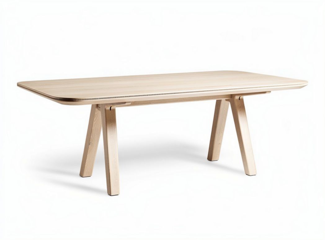 Solid wood dining table in natural finish 200 x 100 x 75cm for modern interiors