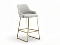 Bar stool with gray fabric upholstery and gold metal frame 50 x 50 x 100cm
