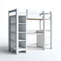 Wooden loft bed with desk and storage cabinet natural finish 200 x 100 x 150cm