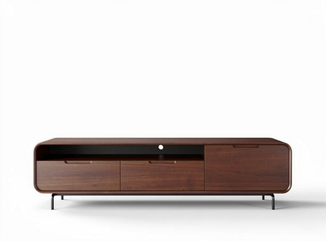 Wooden storage cabinet for living room 180 x 40 x 50cm natural oak finish