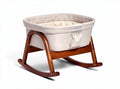 Rocking bassinet with wooden frame and fabric padding in beige color 80 x 50 x 30cm