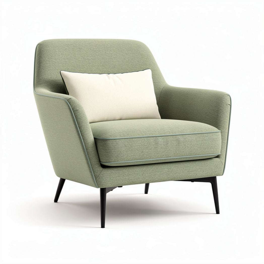 Green fabric accent chair with removable cushion 80 x 80 x 85cm